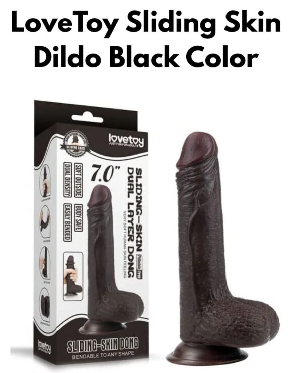 LoveToy Sliding Skin Dildo Black Color