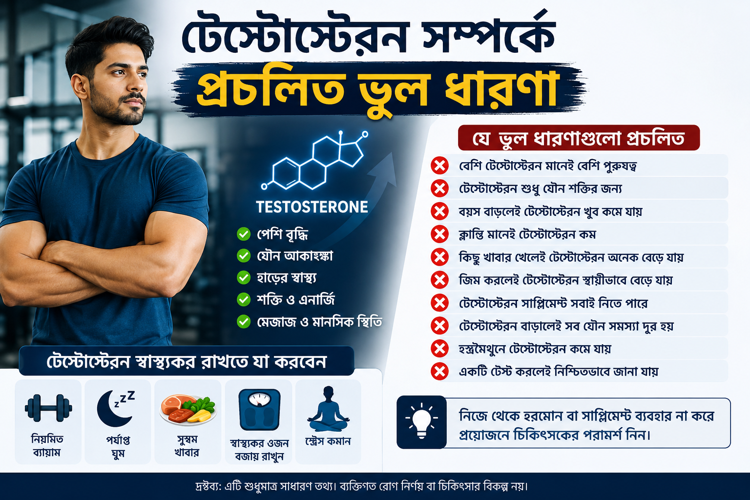 টেস্টোস্টেরন সম্পর্কে প্রচলিত ভুল ধারণা ও সত্য তথ্য